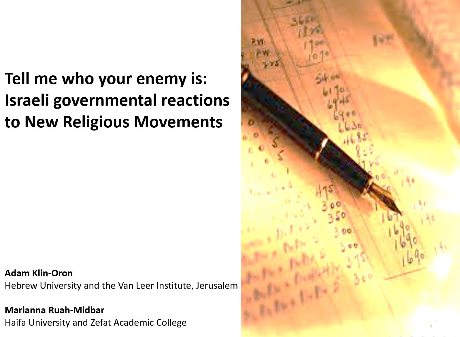 You are currently viewing Lecture: Israeli Government Reports on “cults” – a critical study